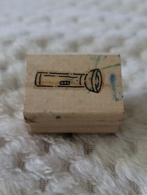 Flashlight Wooden Rubber Stamp
